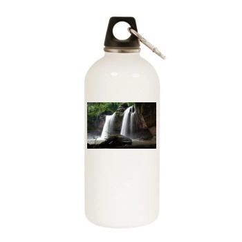 Waterfalls White Water Bottle With Carabiner