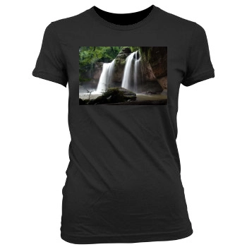 Waterfalls Women's Junior Cut Crewneck T-Shirt