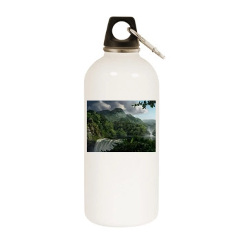 Waterfalls White Water Bottle With Carabiner