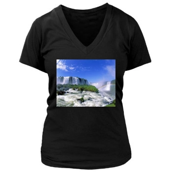 Waterfalls Women's Deep V-Neck TShirt