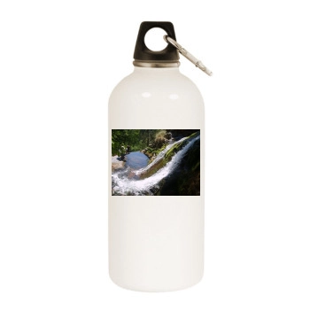 Waterfalls White Water Bottle With Carabiner