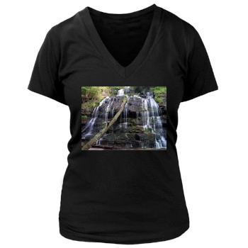 Waterfalls Women's Deep V-Neck TShirt