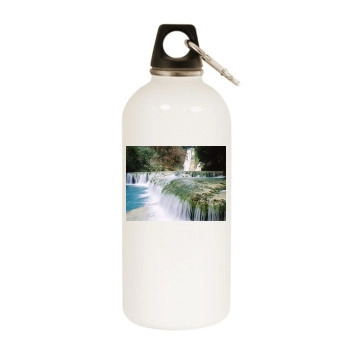 Waterfalls White Water Bottle With Carabiner