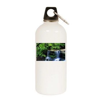 Waterfalls White Water Bottle With Carabiner