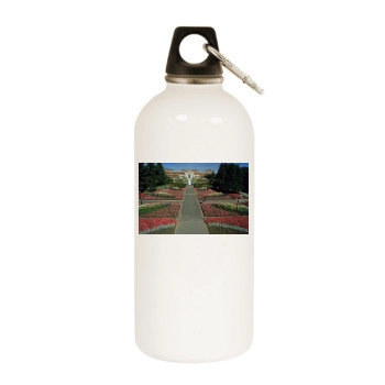 Botanical Gardens White Water Bottle With Carabiner