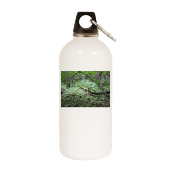 Botanical Gardens White Water Bottle With Carabiner