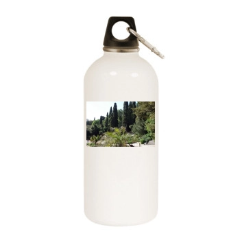 Botanical Gardens White Water Bottle With Carabiner