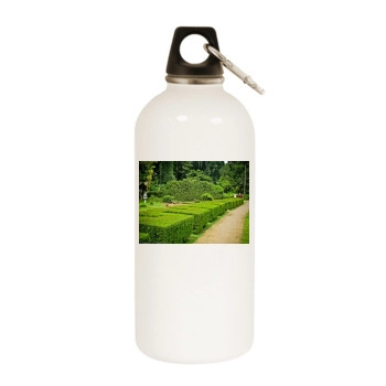 Botanical Gardens White Water Bottle With Carabiner