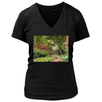 Botanical Gardens Women's Deep V-Neck TShirt