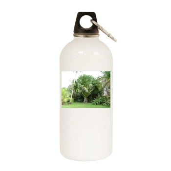 Botanical Gardens White Water Bottle With Carabiner