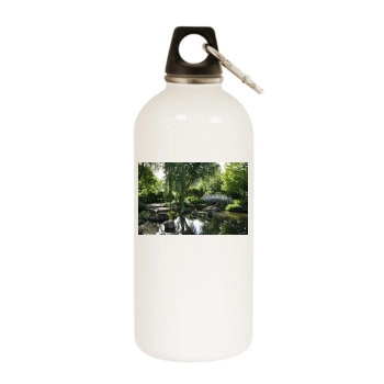 Botanical Gardens White Water Bottle With Carabiner