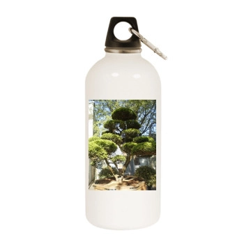 Botanical Gardens White Water Bottle With Carabiner