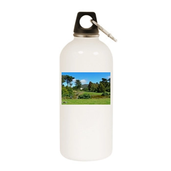 Botanical Gardens White Water Bottle With Carabiner