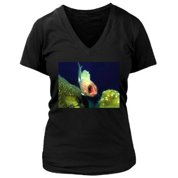 Underwater World Women's Deep V-Neck TShirt