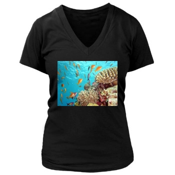 Underwater World Women's Deep V-Neck TShirt