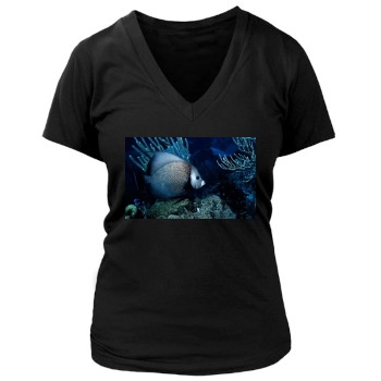 Underwater World Women's Deep V-Neck TShirt