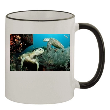 Underwater World 11oz Colored Rim & Handle Mug