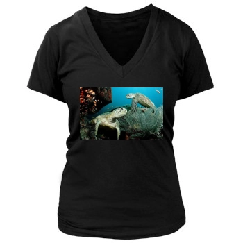 Underwater World Women's Deep V-Neck TShirt