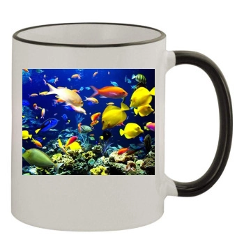 Underwater World 11oz Colored Rim & Handle Mug