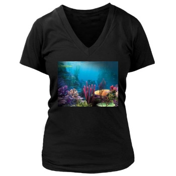 Underwater World Women's Deep V-Neck TShirt