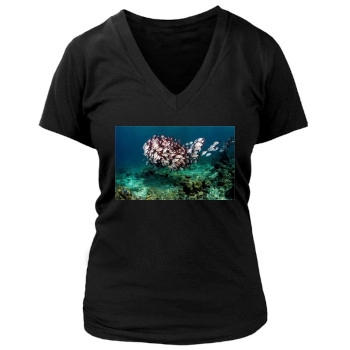 Underwater World Women's Deep V-Neck TShirt