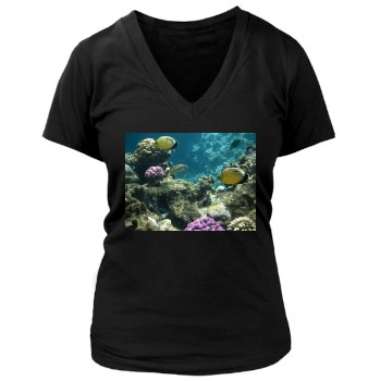 Underwater World Women's Deep V-Neck TShirt