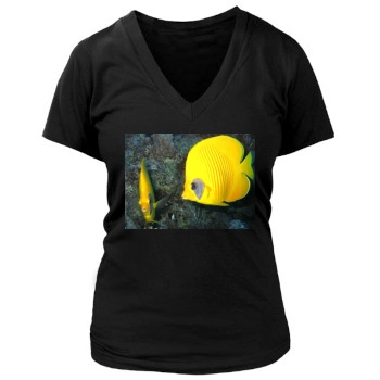 Underwater World Women's Deep V-Neck TShirt