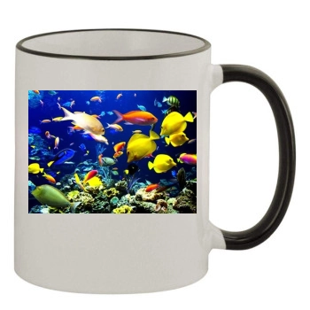 Underwater World 11oz Colored Rim & Handle Mug