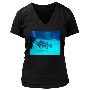 Underwater World Women's Deep V-Neck TShirt