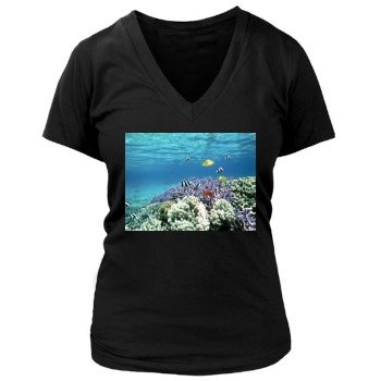 Underwater World Women's Deep V-Neck TShirt