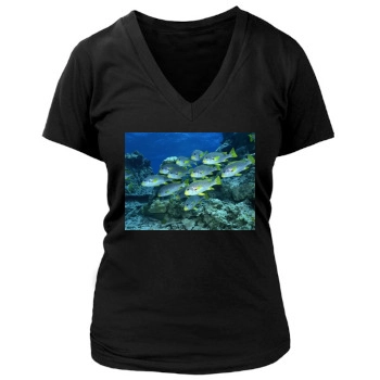 Underwater World Women's Deep V-Neck TShirt