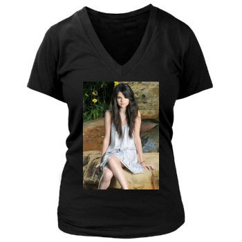 Selena Gomez Women's Deep V-Neck TShirt