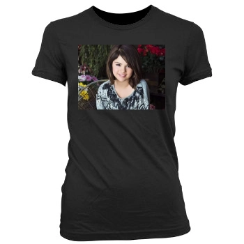 Selena Gomez Women's Junior Cut Crewneck T-Shirt