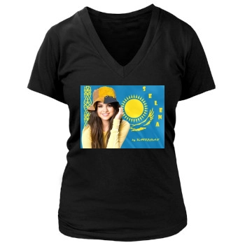 Selena Gomez Women's Deep V-Neck TShirt