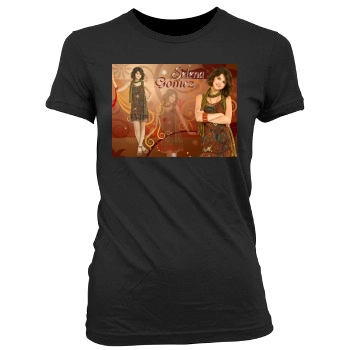 Selena Gomez Women's Junior Cut Crewneck T-Shirt