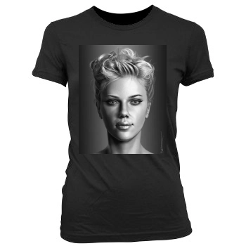 Scarlett Johansson Women's Junior Cut Crewneck T-Shirt