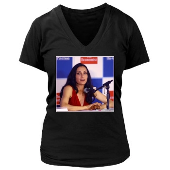 Famke Janssen Women's Deep V-Neck TShirt