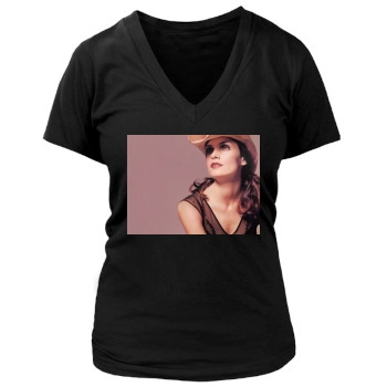 Famke Janssen Women's Deep V-Neck TShirt