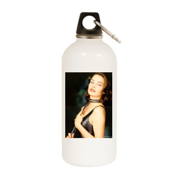 Famke Janssen White Water Bottle With Carabiner