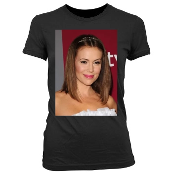 Alyssa Milano Women's Junior Cut Crewneck T-Shirt