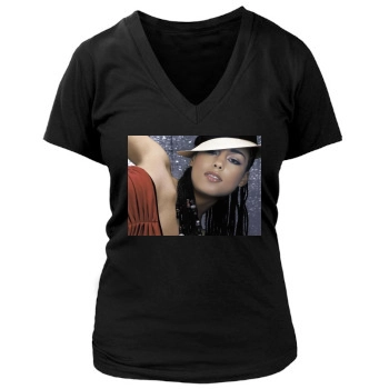 Alicia Keys Women's Deep V-Neck TShirt