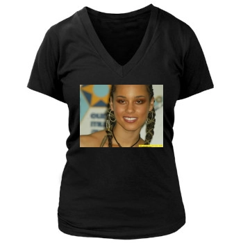 Alicia Keys Women's Deep V-Neck TShirt