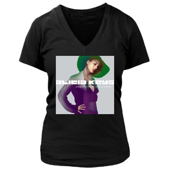 Alicia Keys Women's Deep V-Neck TShirt