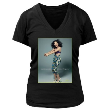 Olivia Munn Women's Deep V-Neck TShirt