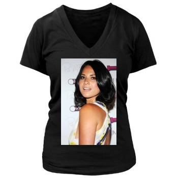 Olivia Munn Women's Deep V-Neck TShirt