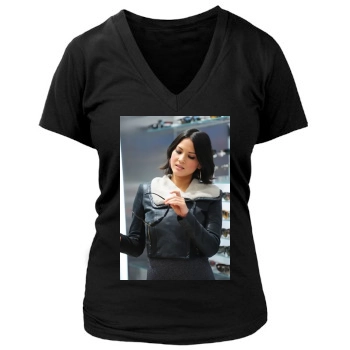 Olivia Munn Women's Deep V-Neck TShirt