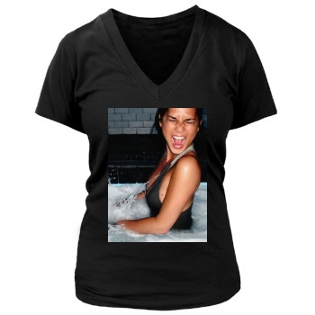 Olivia Munn Women's Deep V-Neck TShirt