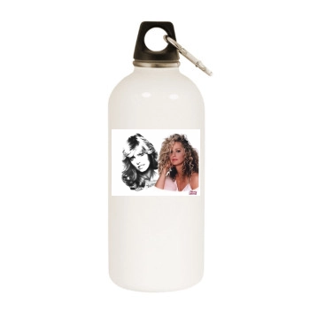 Farrah Fawcett White Water Bottle With Carabiner