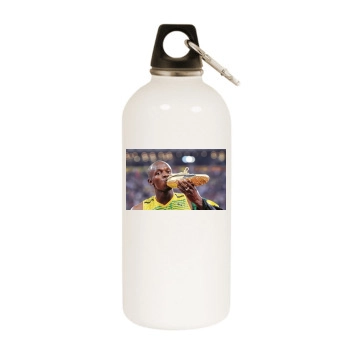 Asafa Powell White Water Bottle With Carabiner