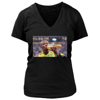 Asafa Powell Women's Deep V-Neck TShirt